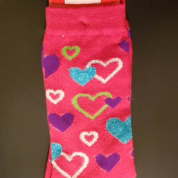 I❤️U Sparkle Candy Hearts Crew Socks Valentines Day Bling - Picture 5 of 5